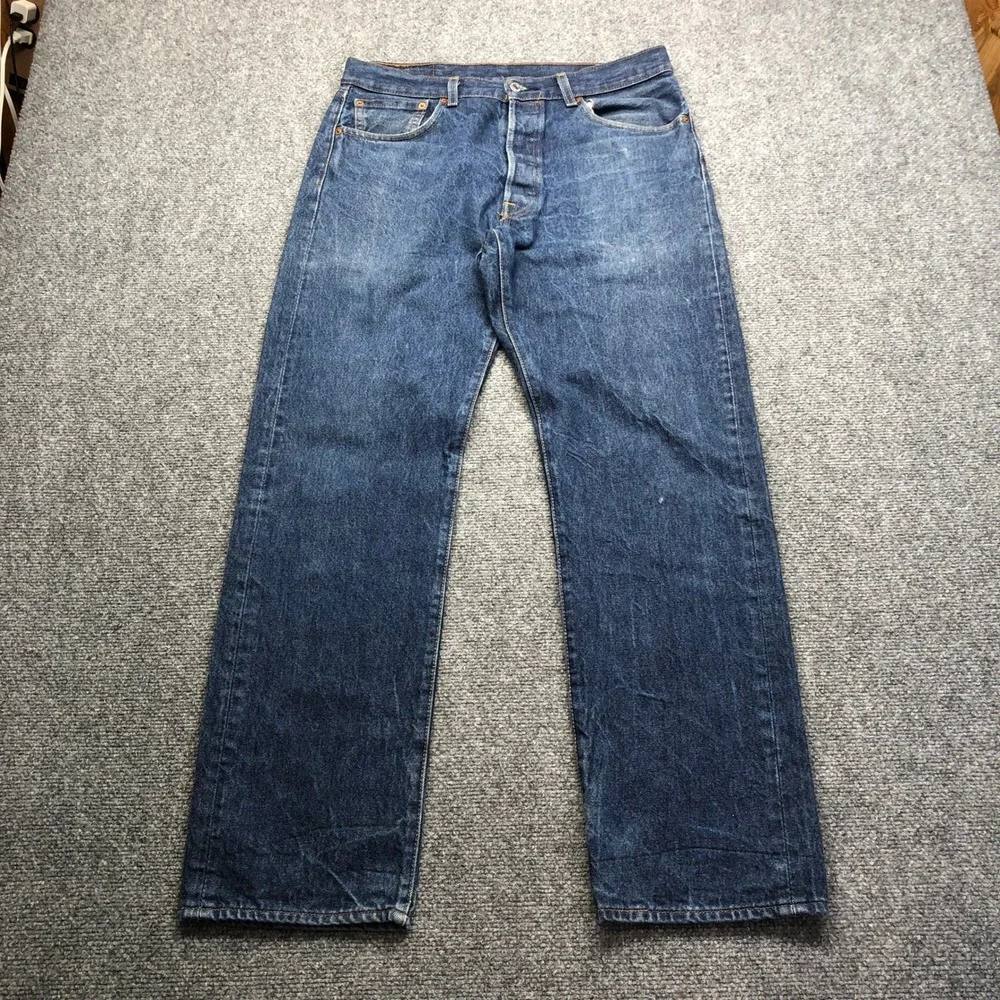 Levis 501 Original Fit Jeans Mens 34x34 Medium Wash Blue Straight Leg